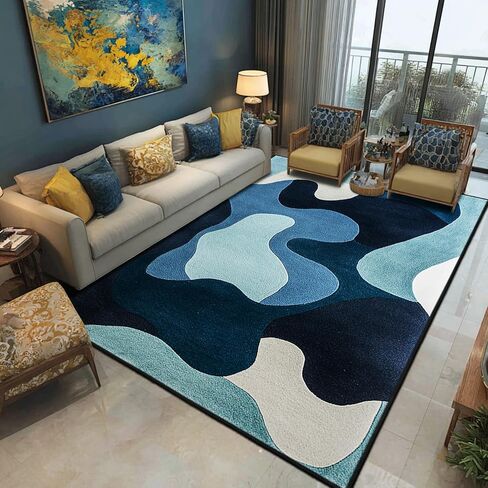 AQQA Sage Green Runner Rug 2x6,Abstract Wavy Hallway Runner, Washable Non-Slip Long Rug for Kitchen,Modern Art Deco Entryway Rug,Low-Pile Indoor Floor Carpet for Laundry Room,Bedside,Office (Emerald) in Saudi Arabia