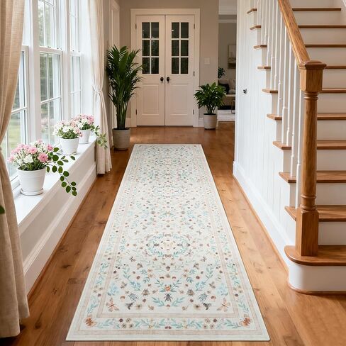 GarveeHome 2x8 Insect Print Floral Runner Rugs for Hallway Entryway Kitchen Floor Vintage Non Slip Soft Low Pile Carpet Under Bedroom Foldable Stain Resistant Rug for Living Room, Black Brown in Saudi Arabia