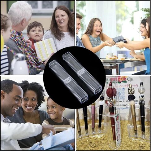 10PCS Clear Acrylic Pen Display Case Reusable Pencil Storage Container Single Pen Holder for Home Office Stationery Store in Saudi Arabia