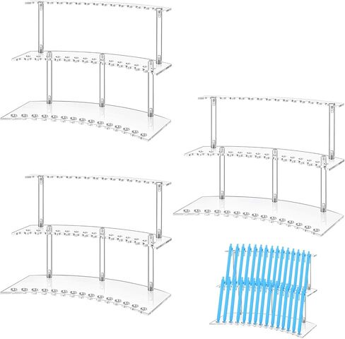 3 مجموعات من حامل عرض القلم الأكريليك بطبقتين حامل عرض القلم الشفاف مع أداة التثبيت، 30 فتحة 1.3 سم / 0.51 بوصة حامل عرض فرشاة تلوين مكتب لأحداث البائع in Kuwait