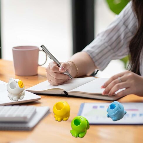 4 قطع حامل أقلام واحد - حامل أقلام رصاص من الراتنج على شكل حيوان صغير لقلم النافورة وفرشاة الأسنان ومنظم المكتب والفصول الدراسية والمكتب وديكورات المنزل in Kuwait