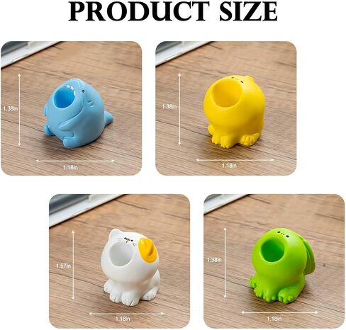 4 قطع حامل أقلام واحد - حامل أقلام رصاص من الراتنج على شكل حيوان صغير لقلم النافورة وفرشاة الأسنان ومنظم المكتب والفصول الدراسية والمكتب وديكورات المنزل in Kuwait