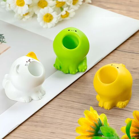 4 قطع حامل أقلام واحد - حامل أقلام رصاص من الراتنج على شكل حيوان صغير لقلم النافورة وفرشاة الأسنان ومنظم المكتب والفصول الدراسية والمكتب وديكورات المنزل in Kuwait