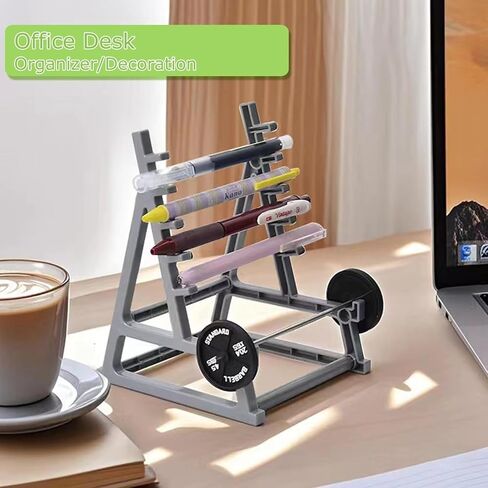 2 Pack Squat Rack Pen Holder for Desk, Mini Barbell Rack Pencil Organizer with Weights, Fun Gym-Themed Desktop Accessories for Fitness and Weightlifting Fans in Kuwait