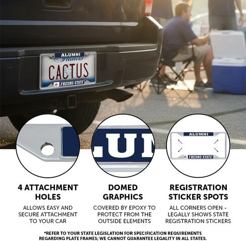 Desert Cactus Fresno State Metal License Plate Frame for Front or Back of Car Officially Licensed (Alumni) in Saudi Arabia