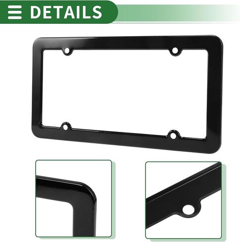 License Plate Frame Stainless Steel Car License Plate Frame Bracket with Screws Caps 4 Hole Black Round Hole Wide Frame in Saudi Arabia