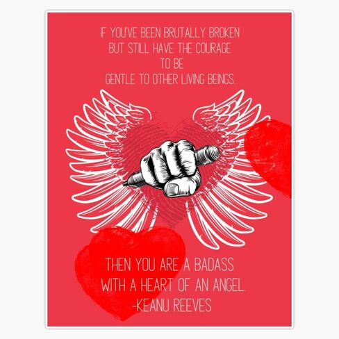 Magnet Keanu Reeves Quote. Badass With A Heart Of An Angel Magnetic Vinyl Sticker 5" in Saudi Arabia