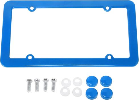 License Plate Frame Stainless Steel Car License Plate Frame Bracket with Screws Caps 4 Hole Black Round Hole Wide Frame in Kuwait