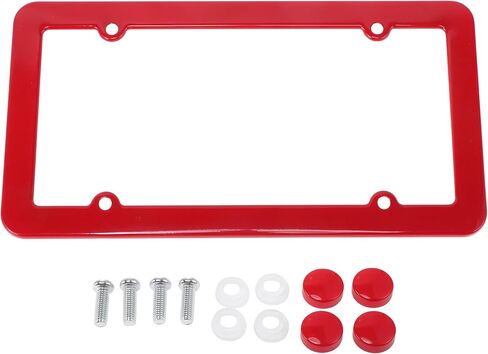 License Plate Frame Stainless Steel Car License Plate Frame Bracket with Screws Caps 4 Hole Black Round Hole Wide Frame in Saudi Arabia