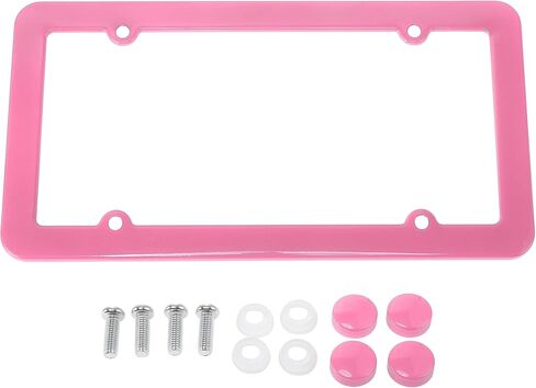 License Plate Frame Stainless Steel Car License Plate Frame Bracket with Screws Caps 4 Hole Black Round Hole Wide Frame in Saudi Arabia