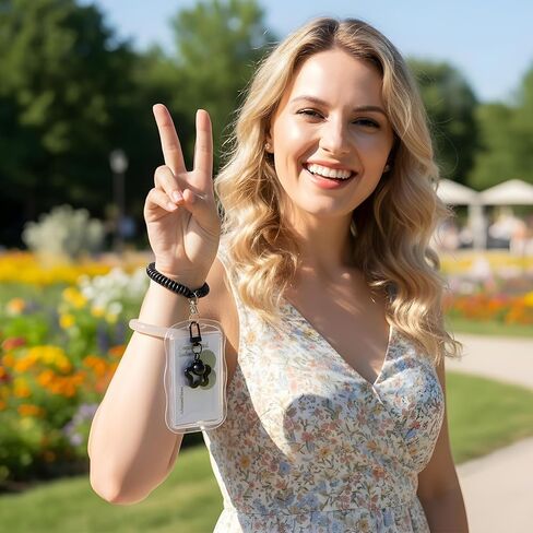 2 حزمة حامل بطاقة الصورة، حامل بطاقة الصور لطيف نجمة موجة Photocard المفاتيح Kawaii بطاقة صورة شفافة لبطاقات الهوية حافلة حامي حاملي بطاقات المعبود (أسود، وردي) in Kuwait