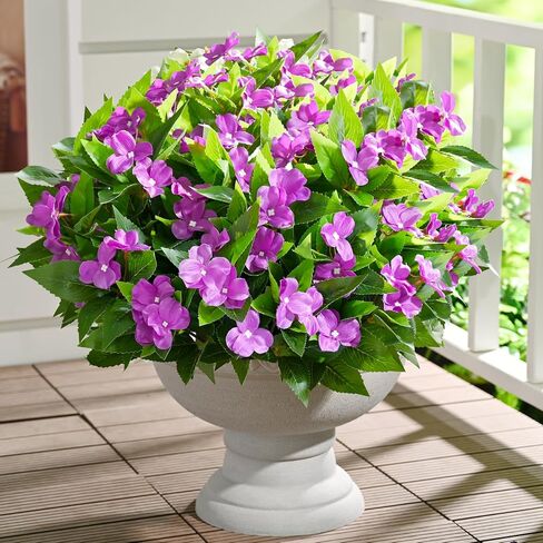 زهور Waipfaru الاصطناعية للأماكن الخارجية، زهور صناعية مقاومة للأشعة فوق البنفسجية للمزارعين في الهواء الطلق، باقة من الحرير Impatiens باقة نباتات الربيع الوردية الاصطناعية لتزيين ساحة الحديقة والشرفة والفناء (5 قطع) in Kuwait