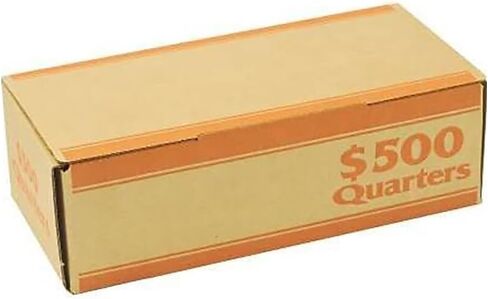 CONTROLTEK $500 of Quarters Coin Box, 1-Compartment, Kraft/Orange, 50/Pack (560062) in Saudi Arabia
