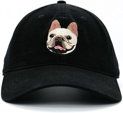 قبعة بيسبول French Bulldog، قبعة أبي مطرزة، سوداء، 100% قطن، قابلة للتعديل in Saudi Arabia