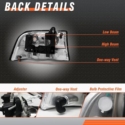 مجموعة المصابيح الأمامية لـ 1998-2004 جي إم سي سونوما / 1998-2001 أولدزموبيل برافادا / 1998-2005 جي إم سي جيمي كروم الإسكان العنبر استبدال زوج الكروم الإسكان العنبر عاكس عدسة واضحة in Kuwait