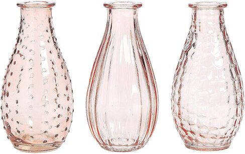 Pink Glass Bud Vases - Wedding, Table Centerpieces and Home Decor - Set of 3 Pieces in Saudi Arabia