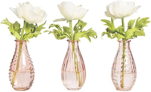 Pink Glass Bud Vases - Wedding, Table Centerpieces and Home Decor - Set of 3 Pieces in Saudi Arabia