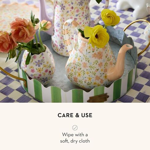 MACKENZIE-CHILDS Set of 3 Ceramic Egg Vases, Easter Egg Mini Vases for Flowers, 8-Ounce Capacity, Posie Patch in Saudi Arabia