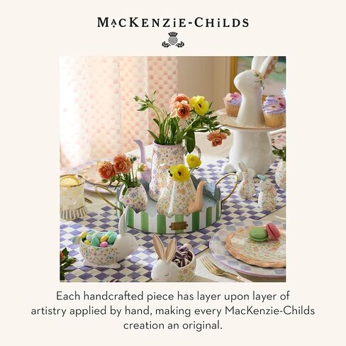 MACKENZIE-CHILDS Set of 3 Ceramic Egg Vases, Easter Egg Mini Vases for Flowers, 8-Ounce Capacity, Posie Patch in Saudi Arabia