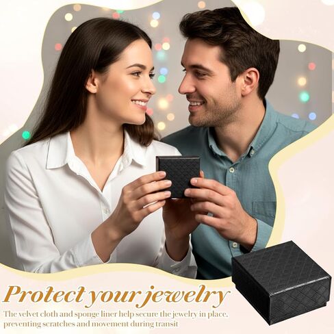 96 Pcs Jewelry Ring Gift Box 2'' x 2'' x 1'' Cardboard Earring Ring Boxes Small Black Gift Box with Velvet and Sponge Liner Pendant Case Bulk for Necklace Bracelet Earring Display Wedding Christmas in Saudi Arabia