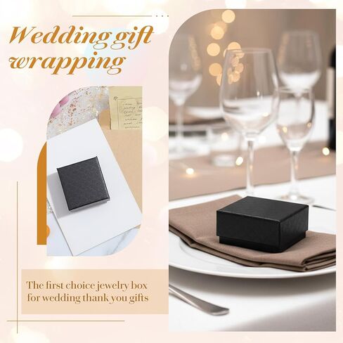 96 Pcs Jewelry Ring Gift Box 2'' x 2'' x 1'' Cardboard Earring Ring Boxes Small Black Gift Box with Velvet and Sponge Liner Pendant Case Bulk for Necklace Bracelet Earring Display Wedding Christmas in Saudi Arabia