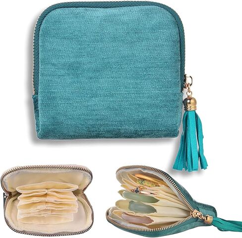 Small Travel Jewelry Case Organizer with Compartments Portable Zipper Jewelry Pouch Bag Gifts for Women Girls, Velvet Jewelry Holder for Earrings Rings Necklaces in Kuwait