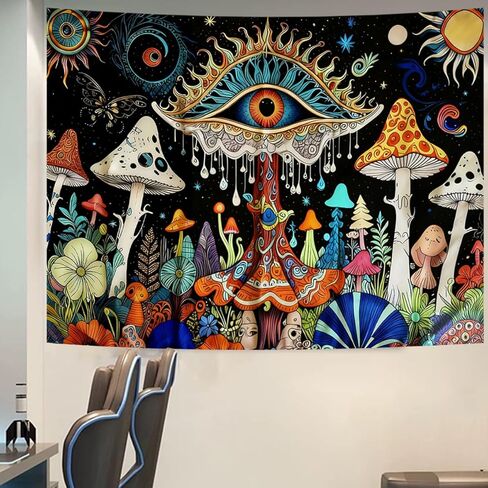 LxjNkers Mushroom Tapestry Wall Hanging Hippie Tapestry for Bedroom Cute Tapestries Aesthetic Dorm Living Room (Mushroom Eyes, 48" L x 36" W) in Saudi Arabia