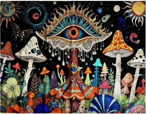 LxjNkers Mushroom Tapestry Wall Hanging Hippie Tapestry for Bedroom Cute Tapestries Aesthetic Dorm Living Room (Mushroom Eyes, 48" L x 36" W) in Saudi Arabia