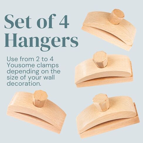 Tapestry Hangers Set of 4 – Premium Beech Wood Quilt & Rug Hangers for Wall Display – Non-Damaging Holders for Fabric Wall Hangings – Light Brown in Saudi Arabia