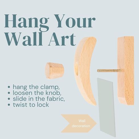 Tapestry Hangers Set of 4 – Premium Beech Wood Quilt & Rug Hangers for Wall Display – Non-Damaging Holders for Fabric Wall Hangings – Light Brown in Saudi Arabia
