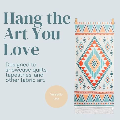 Tapestry Hangers Set of 4 – Premium Beech Wood Quilt & Rug Hangers for Wall Display – Non-Damaging Holders for Fabric Wall Hangings – Light Brown in Saudi Arabia