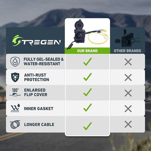 TREGEN 46101 محول أسلاك مقطورة ثنائي الإخراج بأربعة اتجاهات من جانب السيارة إلى 7 اتجاهات RV Blade، محكم الغلق بالكامل من كلا الطرفين، أطراف نحاسية معلب، غطاء قلاب موسع، كابل أطول، غطاء غبار in Saudi Arabia