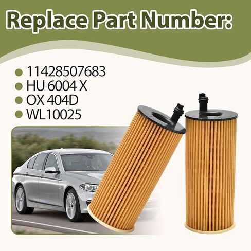 11428507683 2 قطعة فلتر زيت متوافق مع BMW 328D/328D XDRIVE 2.0L L4 (2014-18)؛ 535D/535D XDRIVE 3.0L L6(2014-16); 740LD/740LI XDRIVE 3.0-L L-6(2015); X3 2.0-L L-4(2015-2017); X5 3.0L L6(2014-18) in Saudi Arabia