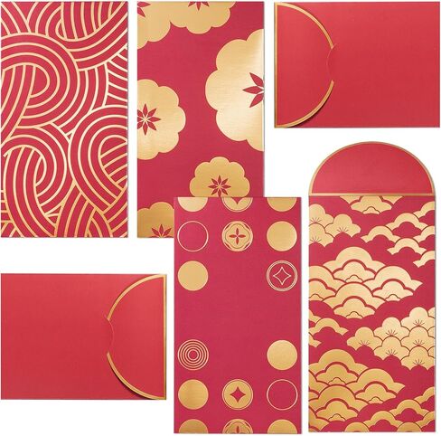Chinese New Year Red Envelopes, 30-Count 2026 Lunar New Year Red Packets, Hong Bao with Gold Foil Design, Gift Money Envelopes, Year of the Roast, 10 Designs in Kuwait
