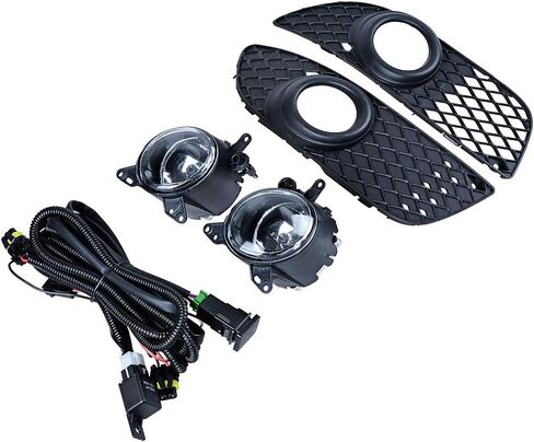 Anzio ABS Black Front Lower Grille + H11 Fog Light OE Standard Compatible with 08-14 Mitsubishi Lancer Sedan 4-Door Models in Kuwait