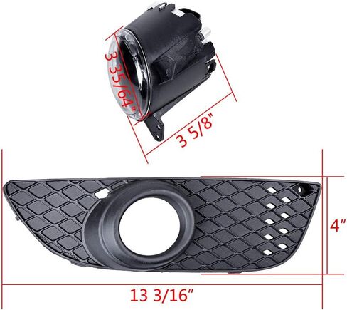 Anzio ABS Black Front Lower Grille + H11 Fog Light OE Standard Compatible with 08-14 Mitsubishi Lancer Sedan 4-Door Models in Kuwait