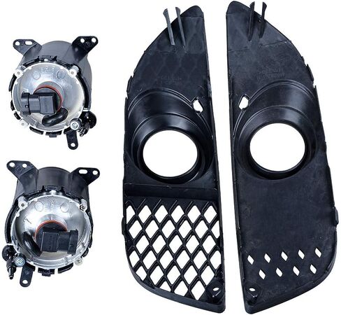 Anzio ABS Black Front Lower Grille + H11 Fog Light OE Standard Compatible with 08-14 Mitsubishi Lancer Sedan 4-Door Models in Kuwait