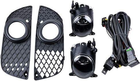 Anzio ABS Black Front Lower Grille + H11 Fog Light OE Standard Compatible with 08-14 Mitsubishi Lancer Sedan 4-Door Models in Kuwait