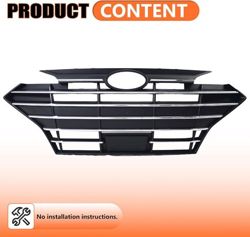 JX RACING Front Bumper Grill Upper Grille Compatible with Hyundai Elantra 2019-2020 Grille Assembly With Intelligent Cruise Control Cover Chrome+Matte Black 86350F2BC0 HY1200254 in Kuwait