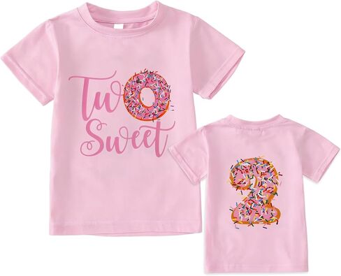 MODNTOGA Birthday Girl Shirt Donuts Graphic T-Shirt Toddler Girl So Sweet Print Birthday Tee Tops Cute Birthday Outfit 1-5T in Saudi Arabia