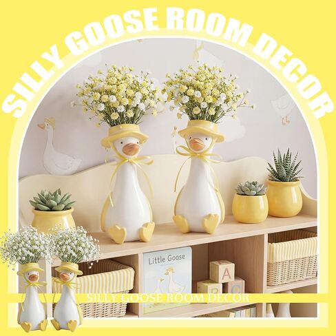 2 Pcs Silly Goose Vase Funny Flower Vase, Unique Office Decor, Quirky Centerpiece for Table or Shelf,for Housewarming Gifts, Teacher Mothers Day(Yellow) in Saudi Arabia