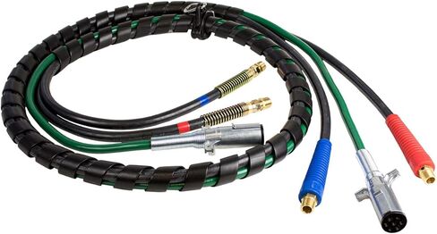 Tectran 3-in-1 Industry Grade Airpower Line Set | Flexible Grips | Tractor-Trailer Hook-Up Line | 1/2" NPT Fittings | (15' Length) in Saudi Arabia