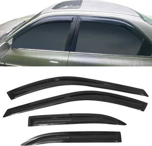 Window Visor Compatible with 1994-1997 Honda Accord 4 Door, Slim Style Acrylic Smoke Tinted & Semi-Transparent Sun Rain Wind Guards Shield Vent by IKON MOTORSPORTS, 1995 1996 in Saudi Arabia