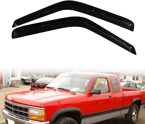 Tape on Window Visor Deflectors, Compatible with 1987-1996 Dodge Dakota, Acrylic Smoke Tinted Slim Style Window Rain Guards, Sun Wind Side Vent Visor Set, 2 Pieces in Saudi Arabia