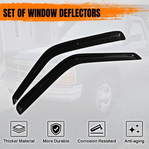Tape on Window Visor Deflectors, Compatible with 1987-1996 Dodge Dakota, Acrylic Smoke Tinted Slim Style Window Rain Guards, Sun Wind Side Vent Visor Set, 2 Pieces in Saudi Arabia