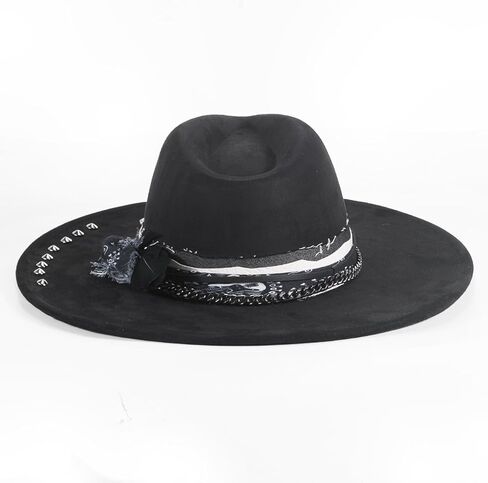Big Wide Brim Hat for Women Men Western Felt Boho Fedora Hat Handmade in Saudi Arabia