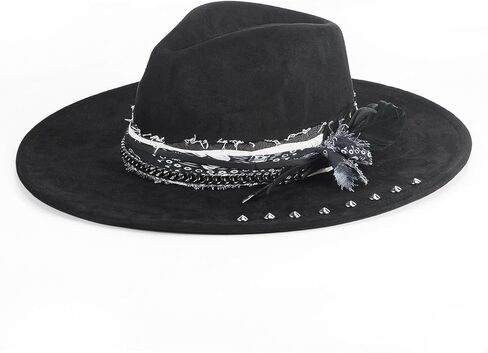 Big Wide Brim Hat for Women Men Western Felt Boho Fedora Hat Handmade in Saudi Arabia