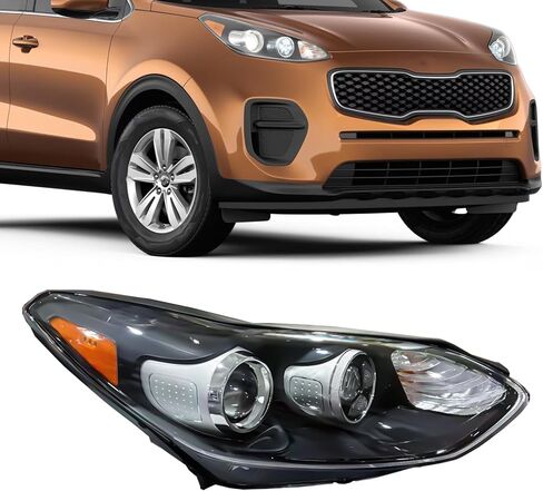 مجموعة المصابيح الأمامية متوافقة مع 2017-2022 Kia Sportage EX/LX مع ضوء الجري النهاري LED DRL مع المصابيح (الجانب الأيسر والأيمن) in Kuwait