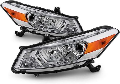 ACANII-For 2008-2012 Honda Accord 2-Door Coupe [نمط المصنع] مصابيح أمامية مبيت من الكروم للسائق والراكب in Saudi Arabia