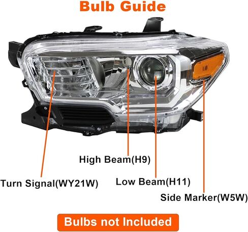 Chrome Projector Halogen Headlights Headlamps with LED DRL Compatible with 2016-2022 Toyota Tacoma Amber Reflector Drive and Passenger Sides in Saudi Arabia